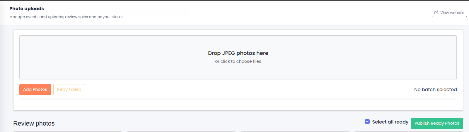 Review photos area with Select all ready checked